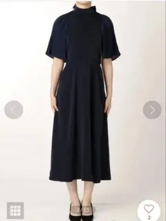 LAGUNAMOON プリーツスリーブワンピース　結婚式　ブラック　Mサイズ