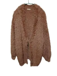 HYKE ハイク モヘヤ混シャギーニットカーディガン ベージュ 茶 2サイズ