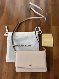 ★MICHAEL KORS ピンク ベージュレザー長財布★美品★再値下げ！