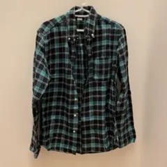 GU ブラック×グリーンチェックシャツ M