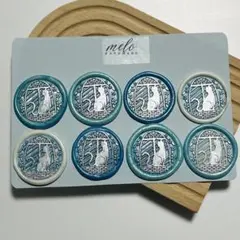 猫デザイン シーリングスタンプ8個セット ブルー系