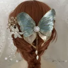 アメリカンフラワー　蝶々　七五三　髪飾り　卒業式　成人式　ウェディング　入学式