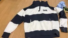 CHAMPION ストライプ パーカー ネイビー/ホワイト
