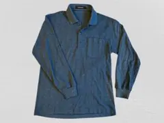 LINDBERGH ニットポロ 長袖 チャコール ダークグレー ウール混 古着