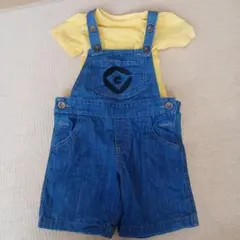 ミニオン刺繍デニムオーバーオール