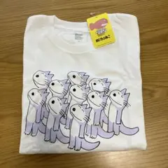猫イラスト ホワイトTシャツ 新品タグ付き