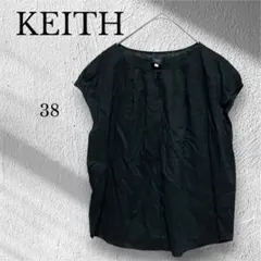 キース　KEITH　半袖刺繍ブラウス【M】紺　ネイビー　フレンチスリーブ　夏のサムネイル