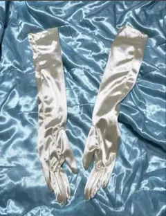 専用　光沢 サテン ロンググローブ パールホワイト(50㎝) 　コスプレ衣装