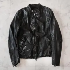 バックラッシュ カーフヌメ製品染め シングルライダースジャケット M ブラックのサムネイル