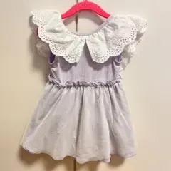 紫と白のチェック柄ワンピース水着