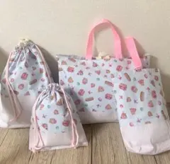入園入学セット4点パステルスイーツプリント女の子裏地付き送料込み