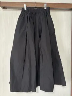タグ付新品未使用 iki黒コットングログラン タックギャザー スカート