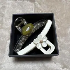 【新品】ヘアクリップ 2点セット フラワー＆オリーブ 髪留め 匿名配送