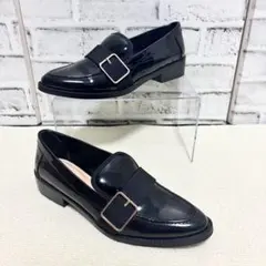 ZARA ザラ ベルトローファー エナメル ポインテッドトゥ ブラック 36