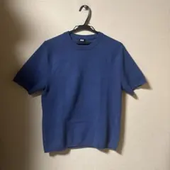 UNIQLO ウォッシャブルミラノリブニットTシャツ 65 BLUEのサムネイル