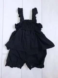 フリル付き ブラックオーバーオール 80cm