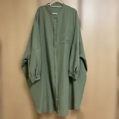 LEPSIM バンドカラー ロングシャツ カーキ
