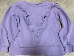 フリル付きくすみ薄紫トレーナー