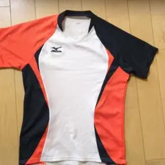 MIZUNO スポーツシャツ XSサイズ ホワイト オレンジ ネイビー