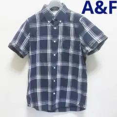 アバクロンビー＆フィッチ・半袖ボタンダウン・紺白チェックシャツ