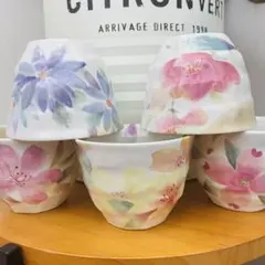 【未使用】和藍 花かおり 煎茶揃 フリーカップ 湯呑み５客
