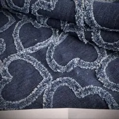 ⭐️volume fringe denim ハート濃いめ 生地 布 はぎれ 端切れ