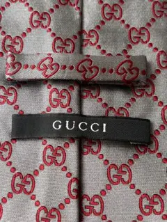 【希少】GUCCI GGパターン ネクタイ グレー/レッド