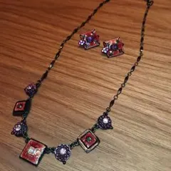 未使用 imac イマック ネックレス&イヤリング アンティーク ジルコニア