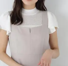【NATURAL BEAUTY BASIC】 メッシュ切替フレアスリーブニットのサムネイル