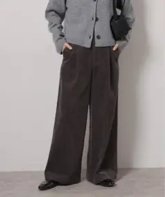 ウォッシャブルコーデュロイタックワイドパンツ グレー36