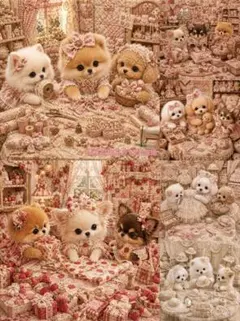 PARADISEパネル生地　 犬柄　P600