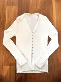 DES PRÉS デプレ リブカーディガン 白 Vネック 長袖