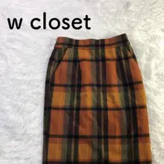 w closet チェック柄 タイトスカート ひざ丈 オレンジ Fサイズのサムネイル