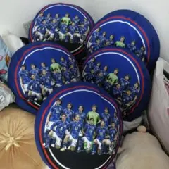 サッカー日本代表　オフィシャルライセンス商品　プレミアムラウンドクッション　5点