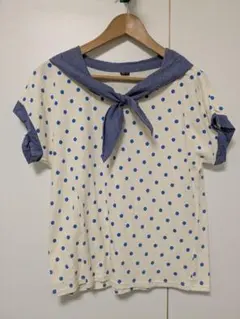PAR ICI ドット柄 セーラーカラー 半袖Tシャツのサムネイル