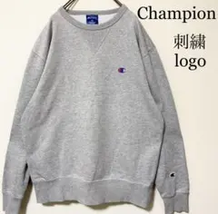 Champion チャンピオン ロゴ刺繍 クルーネック スウェット グレー