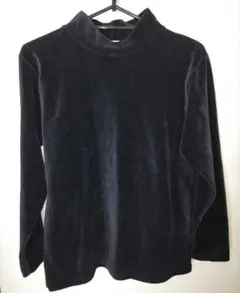 黒 コーデュロイ ハイネック 長袖 トップス