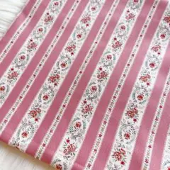 コットンこばやし／花柄ボーダー／ピンク／ツイル生地