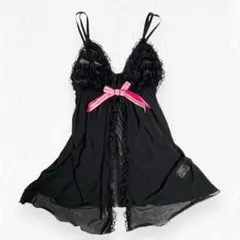 【y2k 00s】ダークコア　フリル  リボン レース ベビードール 姫ギャル❤︎