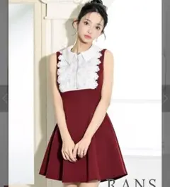 RANSミニ/ドレス/ワンピース/レッド/襟付き/フレア/レースM25,000