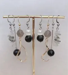 【新春セール★】冬色ピアス　一粒ピアス　天然石　金属アレルギー対応　まとめ売り