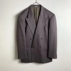テーラードジャケット　チャコールブラウン　ダブル　お洒落　希少カラー　古着