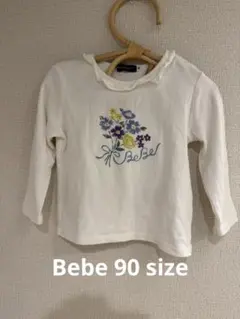 BeBe 長袖Tシャツ 90cm 花柄 フリル襟のサムネイル