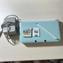 任天堂 3DS LL 本体 ライトブルー　充電器　カセットSD付　動作音確認済