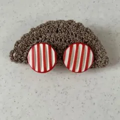 〇昭和レトロ〇赤×白ストライプイヤリング〇ネジバネ式〇