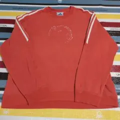 90s adidas オレンジ トレーナー 長袖　古着ダメージ有