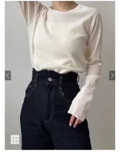 ウエストウェーブデザインデニムパンツ