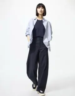 ユニクロ ジャージーバレルレッグパンツ ネイビー　XXL
