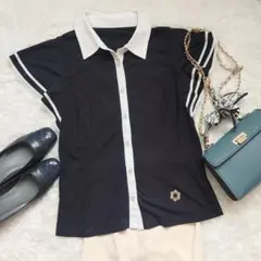 【最終夏セール】大人なカットソー　 pierrecardin カルダンM 濃紺色