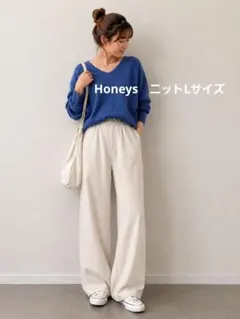 Honeys　ニットLサイズ　ブルー